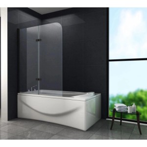 Glasdeals Badewannenaufsatz Duschtrennwand BREASE in Schwarz 120 x 140 cm 3672