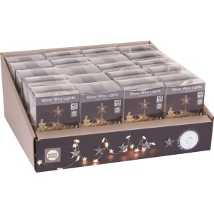 LED-Lichterkette mit Sternen 40 warmweiße LEDs Silberdraht innen