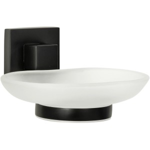 Fackelmann Ablageschale New York, schwarz-matte Halterung mit weißer Glasschale.