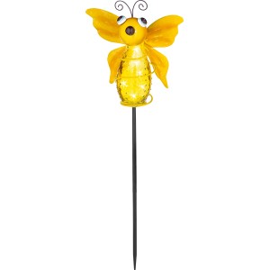 Gelber LED-Solarspieß Cabelli Schmetterling für den Garten. Deko-Leuchte mit Erdspieß.