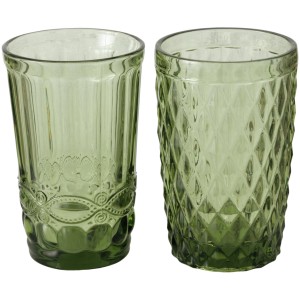 Boltze Trinkglas Aurora 2-fach Sortiert 600 ml Hellgrün