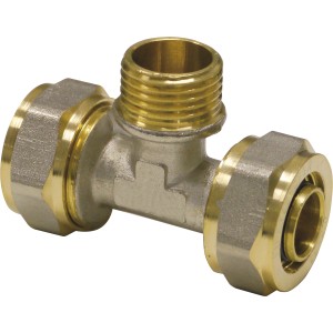 PIPETEC Schraub-T-Stück mit Außengewinde 20 mm x 2 mm -  1/2" - 20 mm x 2 mm
