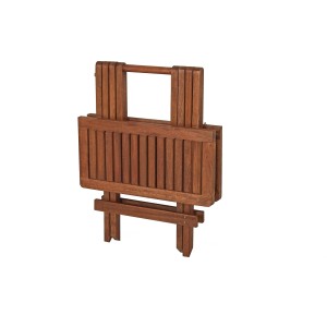 Zusammengeklappter, quadratischer Gartentisch Los Angeles aus Holz, naturfarben, 50x50 cm.