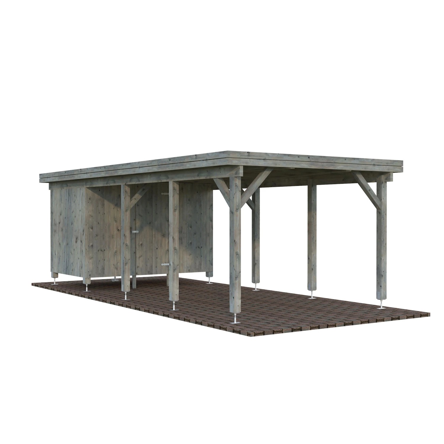 Palmako Carport Karl mit Geräteraum 315 x 732 cm Tauchgrundiert Grau FSC®_2