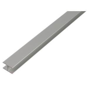 Silbernes H-Profil Aluminium, 24x24x1000 mm, ideal für stabile Konstruktionen.