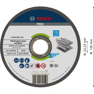 Bosch Trennscheibe Edelstahl AS46T, 125mm Durchmesser. Zubehör für Winkelschleifer.
