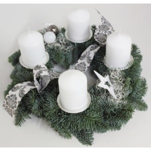 Adventskranz mit 4 Kerze Ø 30 cm Weiß-Anthrazit