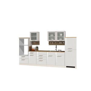 Moderne, weiße Held Möbel Küchenzeile Mailand, 330 cm breit, ohne E-Geräte.