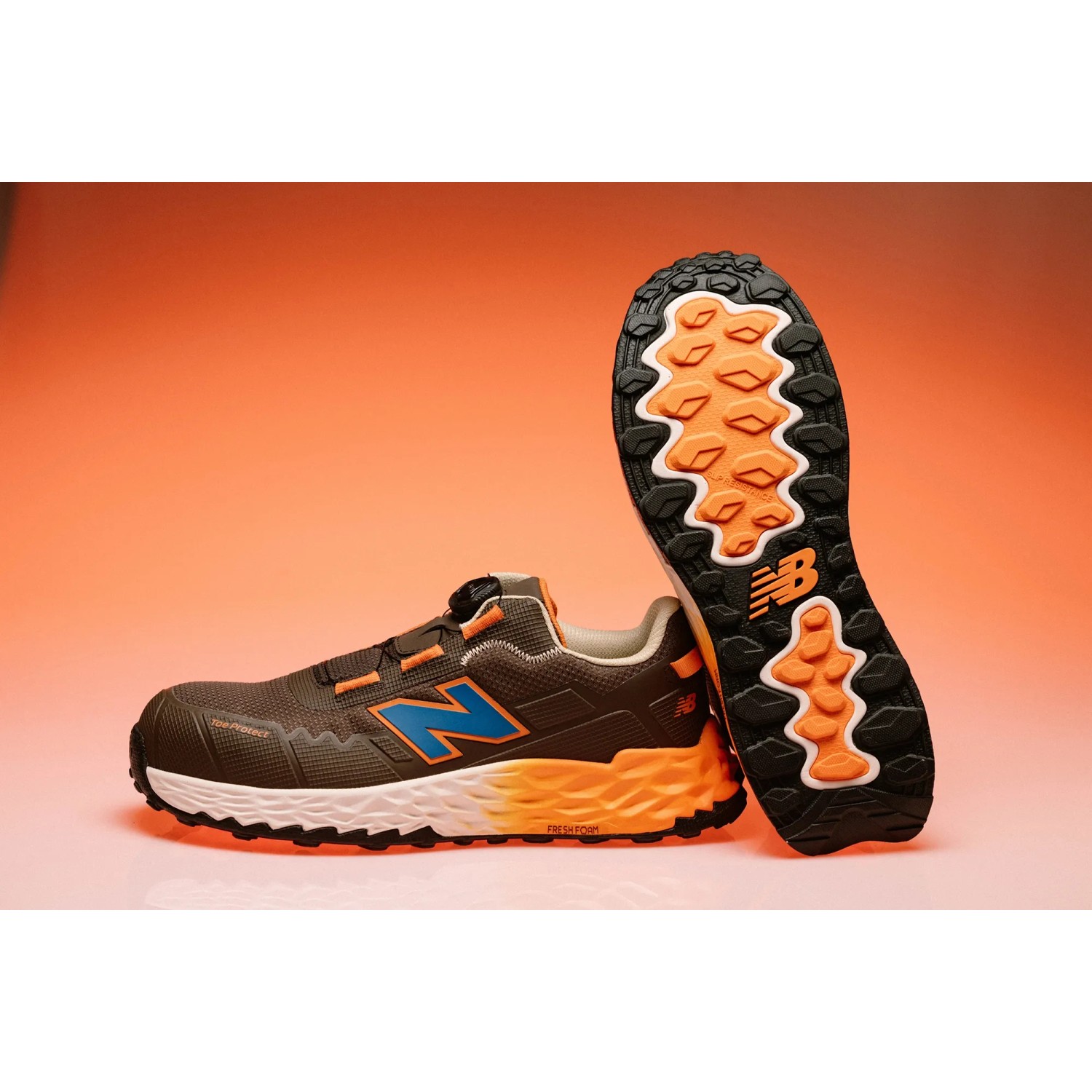 New Balance Cremorne BOA S3 Sicherheitsschuh in Schoko-Orange, Größe 49, mit Fresh Foam Sohle.