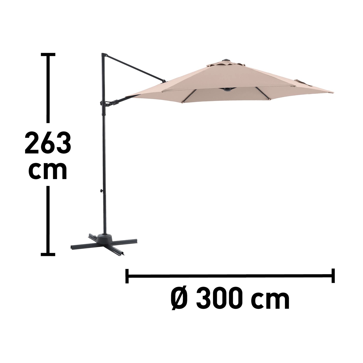 Ampelschirm Bayview Ø 300 cm Beige mit Kurbelmechanik_11