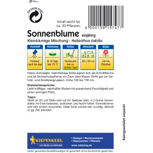 Kiepenkerl Sonnenblumen Kleinblumige Mischung, mehrfarbig, Packung Blumensamen.
