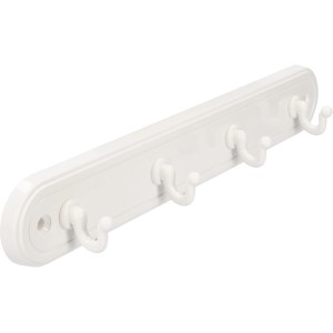 Weiße Siro Schlüsselleiste aus Kunststoff mit 4 Haken, 240 mm lang.