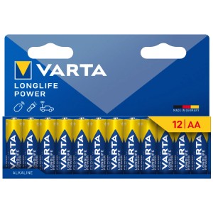 12 Varta Longlife Power Alkalische Mignon AA Batterien. Gelb-blaue LR06 Batterien für Geräte mit hohem Energiebedarf.