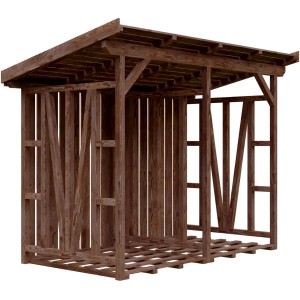 Skan Holz Holzunterstand Max 1, 300x160 cm, Nussbaum, aus Douglasienholz für ca. 6 m³ Holz.