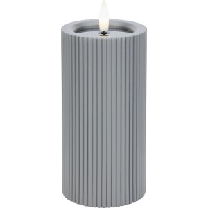 Graue Solar-LED-Dekokerze, 7,5x15cm, für stimmungsvolle Außenbeleuchtung.