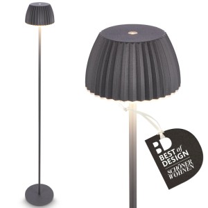 Brilo Akku-Stehleuchte Riffle Dimmbar Touch Lichtkante Anthrazit