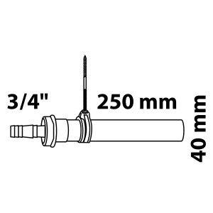 Weißes Kirchhoff Tauchrohr, 44,9 mm x 250 mm, mit 3/4 Geräteanschluss und Halter für Siphonverlängerung.