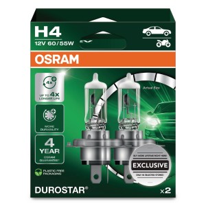 2er-Pack Osram Durostar H4 Halogen Scheinwerferlampen für Auto & Motorrad.