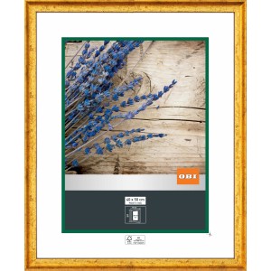 Goldener OBI Holz-Wechselrahmen, 40x50 cm, FSC-zertifiziert, mit Antikstruktur.