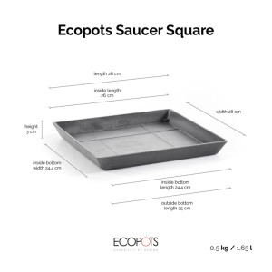 Ecopots Untersetzer Rotterdam Grau 28 x 28 cm