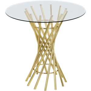 Goldener Kayoom Beistelltisch Crush mit Glasplatte, Ø 60 cm.