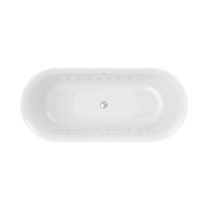 Weiße Ottofond Whirlpool Mince freistehende Badewanne mit Light-System, oval, 170x75 cm, von oben. Sichtbare LEDs und Ablauf.