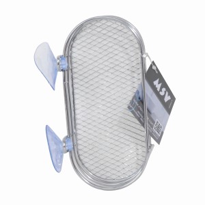 MSV Duschregal Oval mit Saugnäpfen, Stahl verchromt, 20x9,5cm. Praktische Badablage für Dusche und Badewanne.