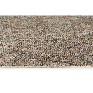 Detailaufnahme: Brauner Andiamo Teppichboden Alvar als Meterware mit Schlingenstruktur.