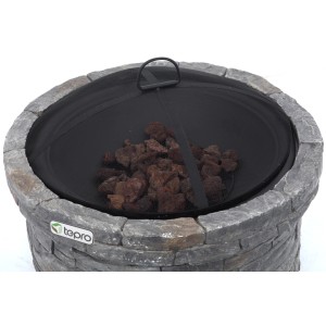 Tepro Feuerstelle Gladstone in Steinoptik mit Funkenschutzgitter.
