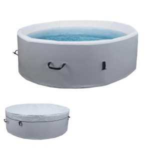Aufblasbarer MCW Whirlpool N97 für 5 Personen, rund, grau-weiß, mit Abdeckung.