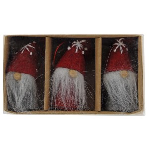 Weihnachts-Deko Wichtel zum Hängen aus Filz und Styropor 6 cm Rot-Grau 6 Stück