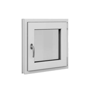 Weißes Roro Basic Kunststofffenster, 60x60 cm, DIN rechts, mit Dreh-/Kippfunktion und 3-fach Verglasung.