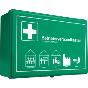 Grüner Walser Betriebsverbandkasten nach DIN 13157 für Büro, Werkstatt & Baustelle.