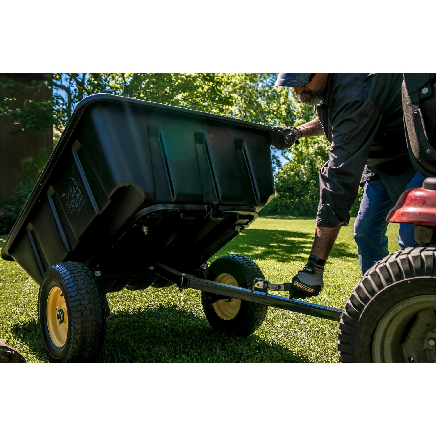 Polar Anhänger Schubkarre LG900, schwarz, mit Kippfunktion für Gartenarbeiten.