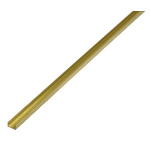U-Profil aus Messing, 6x6x1000 mm, ideal für Baukonstruktionen und Maschinen.