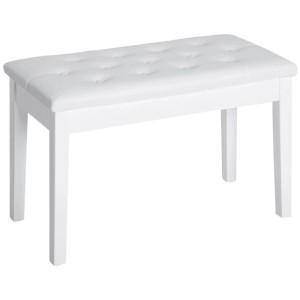 HOMCOM Klavierhocker Stauraum Gummiholz Kunstleder Weiß 76 x 36 x 50 cm