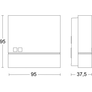 Skizze des Steinel Dämmerungsschalters NightmatIQ Plus mit Maßangaben.