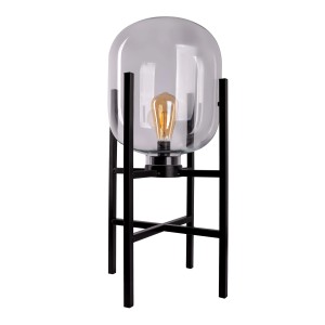 Näve LED-Akku-Sockelleuchte Lora, schwarz, mit Glas-Schirm und warmweißem Licht. Design-Tischlampe für den Außenbereich.