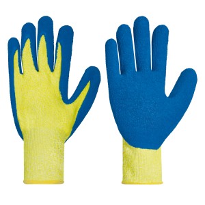 LUX Schnittschutz-Handschuhe Gr. 8, Arbeitshandschuhe mit Nitrilbeschichtung, gelb/blau.