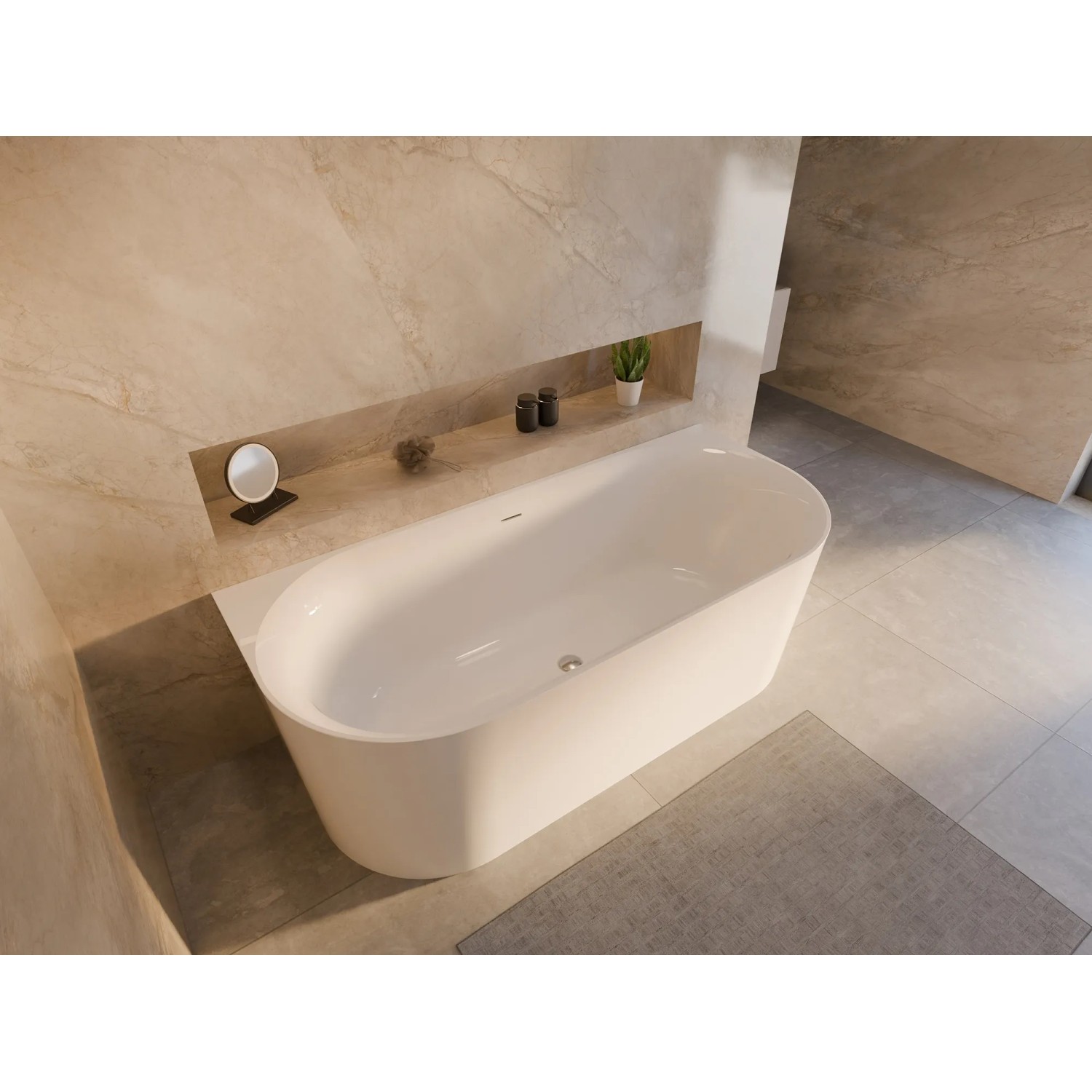 Ottofond Mince Badewanne, 155 cm, Weiß, aus Acryl mit schmaler Kante. Inklusive Zubehör.