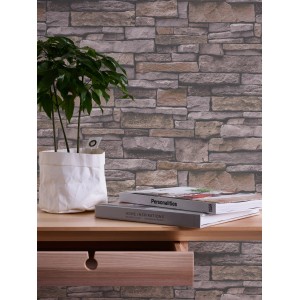 A.S. Création Vliestapete Steinmauer in Braun/Schieferoptik mit leicht strukturierter Oberfläche.