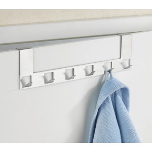Wenko Türgarderobe Anzio mit 6 Haken aus Edelstahl matt, zur einfachen Montage an Türen.