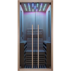 Sanotechnik Infrarotkabine Carbon für 1 Person aus Hemlock-Holz mit LED-Sternenhimmel.