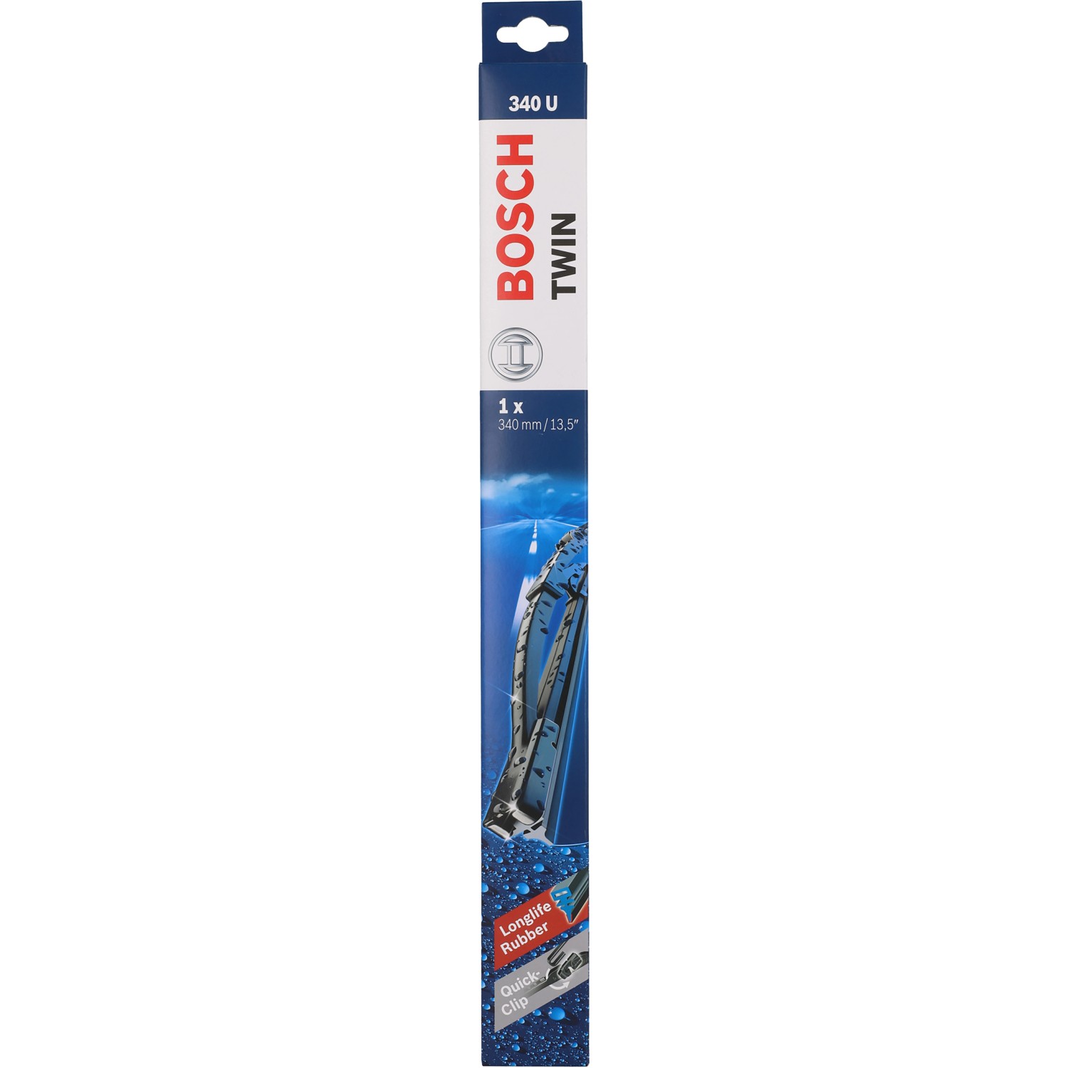 Bosch Scheibenwischer Twin Single 340U in Verpackung. Autozubehör für klare Sicht.