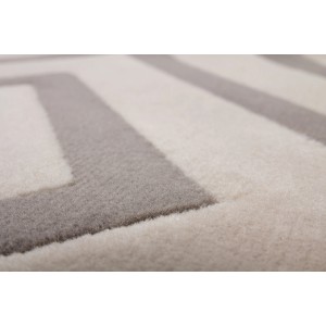 Detailansicht Teppich Retro 710 Taupe, modernes geometrisches Muster.