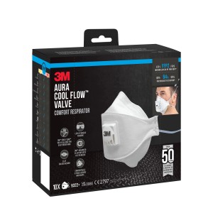 3M Komfort-Atemschutzmaske Aura Comfort mit Cool Flow-Ventil FFP2 Weiß 10er-Pack