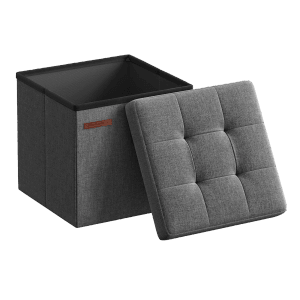 Songmics Sitzhocker Minota, grau, 30x30 cm, mit Stauraum und abnehmbarem Deckel.