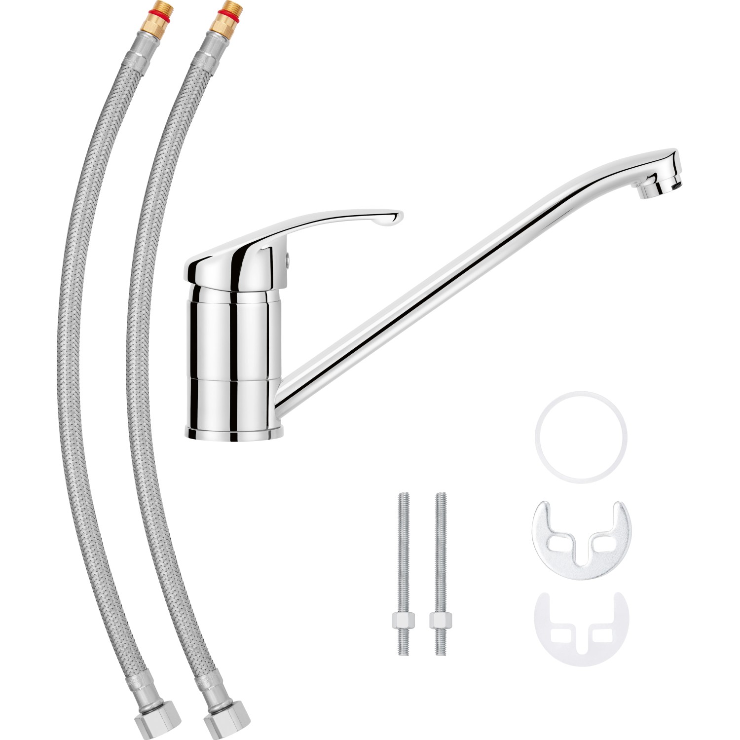 baliv Küchenarmatur KI-1260 Chrom, Einhebelmischer mit Zubehör für Spüle.