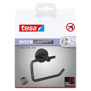 Tesa WC-Rollenhalter Moon in Graphit, zur Wandmontage ohne Bohren.