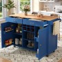okwish Kücheninsel mit Speicherraum Multifunktion Küche 102x45x92cm Blau_2